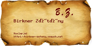Birkner Zétény névjegykártya